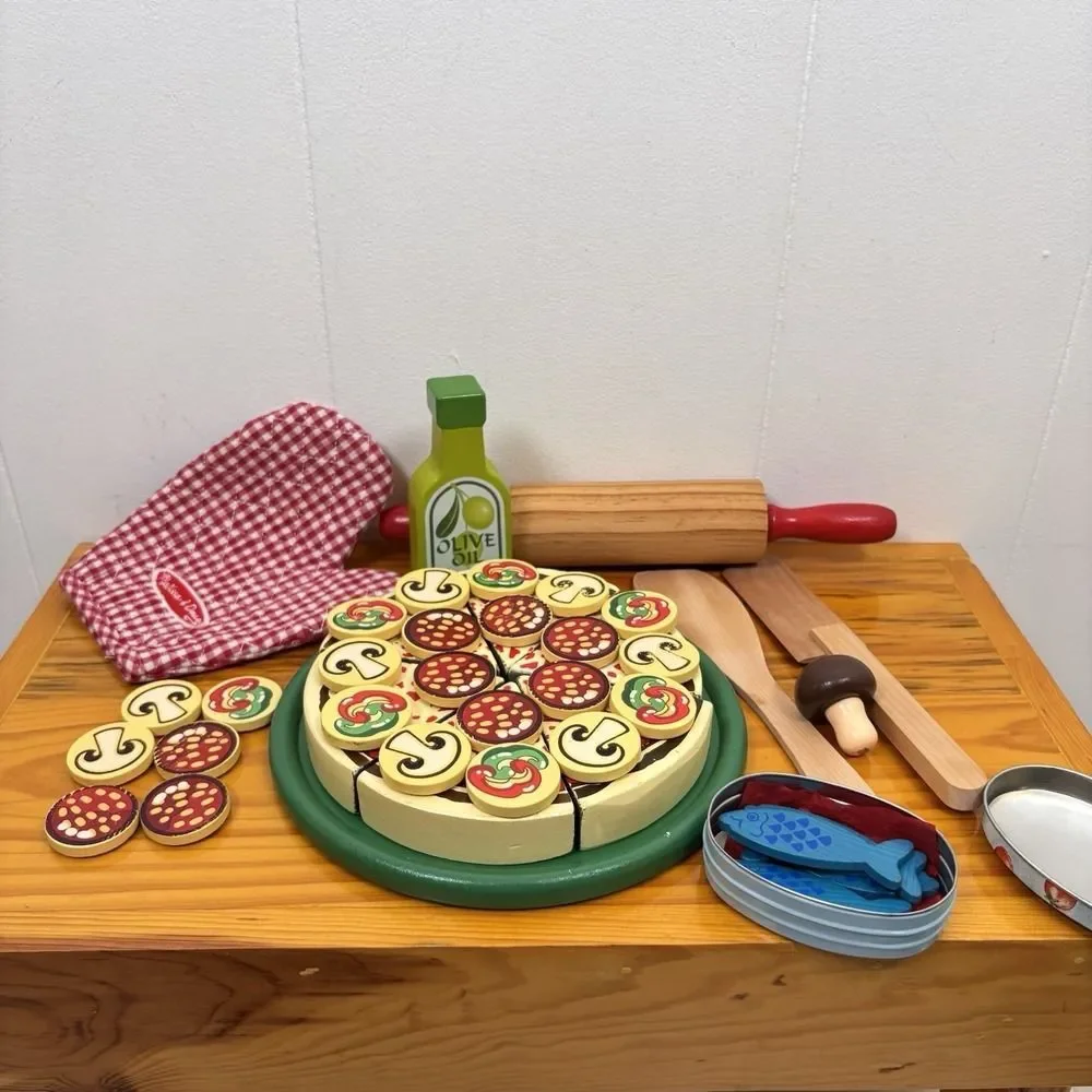 Melissa and Doug Pizza Party Set Wooden Toddler‎ Play Kitchen Restaurant Toy